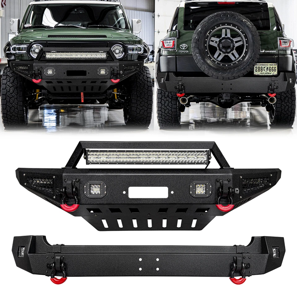 Vijay Front/Rear Bumper W/Winch Plate&LED Lights For 2007-2014 Toyota FJ Cruiser Foto 1 de 4