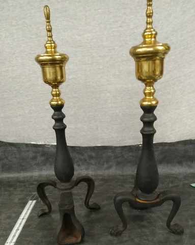 fireplace andirons wrought iron japan brass vintage Cover