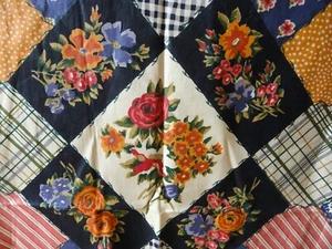 VTG Bloomcraft Crazy Quilt Floral Teflon Screen Print Fabric P-9444 39" L Flaw - Picture 1 of 8