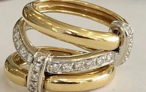 Anillo de oro amarillo macizo de 18 k 0,25-0,5 TCW diamante banda entrelazada tamaño 6 3/4 - Imagen 1 de 9