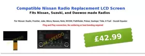 For Nissan Radio Replacement LCD Screen Juke, Micra, Navara, NV200, Qashqai - Picture 1 of 1
