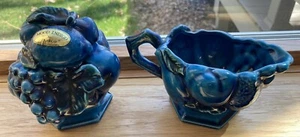 Crema y azucarero con tapa azul índigo y verde Inarco Mood MCM Japón de colección - Imagen 1 de 6