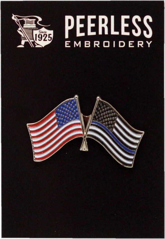 Pin de bandera americana y línea azul Foto 1 de 1