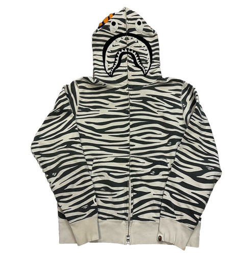 A BATHING APE (BAPE) AUTENTICA FELPA CON CAPPUCCIO BAPE A BATHING APE NERA BIANCA ZEBRA FULL ZIP M H13
