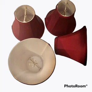 "Candelabro de seda de vino tono forrado en blanco trenza de rayón recortada 3x6x5,5""" - Imagen 1 de 2