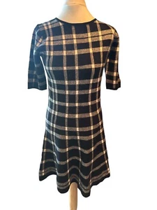 Lipsy London Size 12 Black And White Check Dress Flared Viscose Mix - Picture 1 of 3