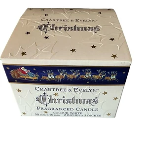 Vtg 90s Crabtree & Evelyn Christmas Fragranced Candle W/ Crystal Jar 4.5 Oz - Picture 1 of 8