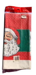 Retro Santa Tablecloth VTG Gibson Brand Paper Christmas 54x96 - Picture 1 of 5