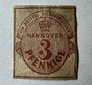 1859 HANNOVER GERMANY 3 PFENNIG UNUSED IMPERF STAMP #16/16a HANOVER - Picture 1 of 2