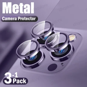 Metal Tempered Glass Camera Lens Ring Protector For iPhone 16 Pro Max 15 14 - Picture 1 of 23