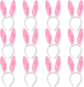 12PCS Easter Bunny Ears Headbands Plush Easter Rabbit Ear Hairband for Holiday K - Picture 1 of 12