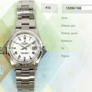 2004 Rolex Date 15200, 34mm, Steel, White Roman Dial, Box & Papers - Picture 1 of 7