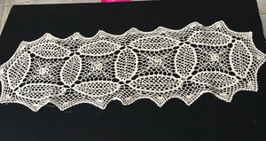 Cubierta de mesa de algodón de ganchillo hecha a mano para decoración de escritorio color beige - Imagen 1 de 2