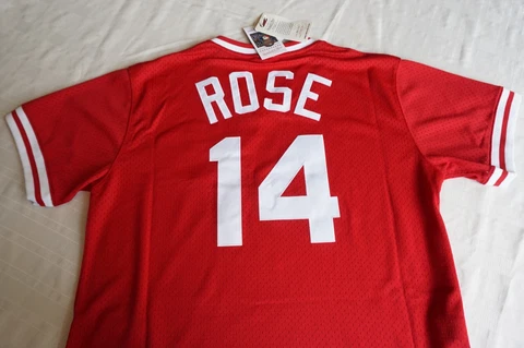 PETE ROSE #14 BATTING PRACTICE JERSEY 2XL RED/BK MITCHELL &NESS CINCINNATI REDS Cover