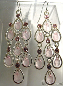 Leichte sexy Zigeuner Hänger Tropfen Chandelier rosa Kristall Ohrringe - Bild 1 von 3