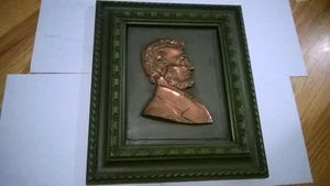 ANTIGUO RELIEVE PERFIL ESTAÑO NO MAGNÉTICO CHAPADO EN COBRE ENMARCADO ABRAHAM LINCOLN - Imagen 1 de 11