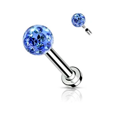 2X Coated CZ Internal Thread Labret Ring 6-12mm Bar Monroe Lip Ear Stud Piercing Foto 1 de 4