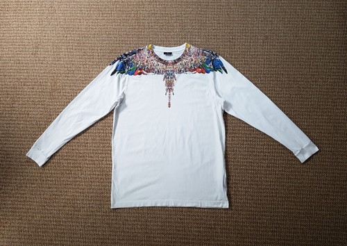 T shirt Marcelo Burlon County di Milano stampa ali manica lunga taglia M