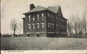 1910 ARTHUR Illinois IL High School FOTOETTE PUBBLICITÀ cartolina - Foto 1 di 2