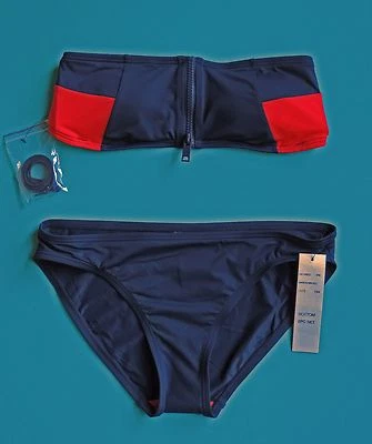 DKNY Traje de Baño Bikini Traje de Baño Talla S Azul Marino Rojo Bandeau Top NUEVO NUEVO CON ETIQUETAS  Foto 1 de 4