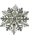 Noble Crystal Rhinestone Snowflake Silver-tone Pin Brooch In Ornament Case