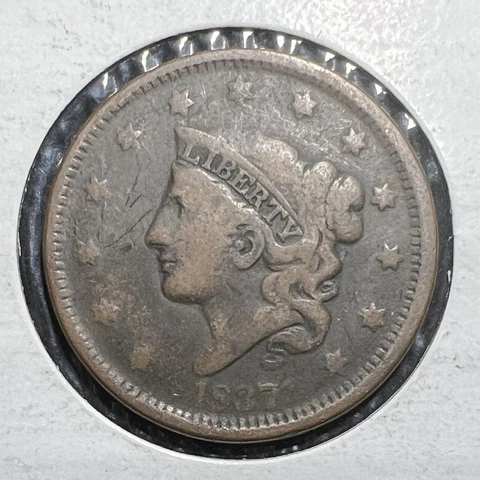 1837 Small Letters Coronet Head Lg Cent grades VG+ Below Wholesale Cover