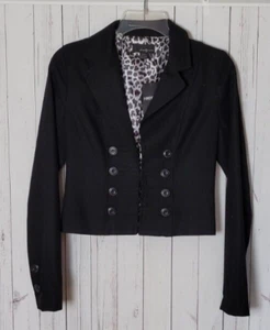 Forever 21 NWT Black Double-Breasted Animal Print Lined Cropped Blazer Jacket S - Picture 1 of 11