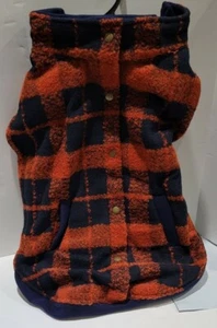 FabDog Fab Dog karierte Boucle Hundejacke orange/marine Größe 18 Zoll neu mit Etikett  - Bild 1 von 5