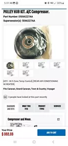 mopar 05066227AA NOS AC compressor pulley clutch hub - Foto 1 di 4