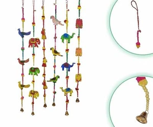 Decorative 6 Charcter Hangings with Beads & Brass Bell Strings Multicolor Pack 6 - Picture 1 of 9