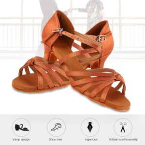 Soft Latin Shoes Fashion Dance Shoe For Children Girl Brown 36 BT - Picture 1 of 11