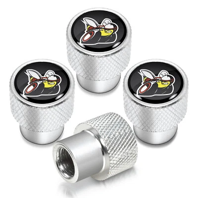 Tapas de vástago de válvula de neumático de aluminio plateado brillante Dodge Scat-Pack en negro Foto 1 de 4