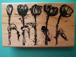 Stemmed Tulips Grouping, Large CLUB SCRAP Rubber Stamp - Picture 1 of 2