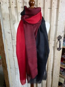 feine leichte Merinowolle Backschnitt Klaret & schwarz Mergel schattiert Pashmina - Bild 1 von 4