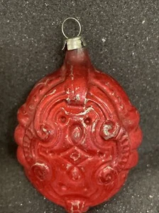 Antiker deutscher roter geprägter Glas Weihnachtsschmuck holprig oval Outdent Kreuz 21/2 - Bild 1 von 21