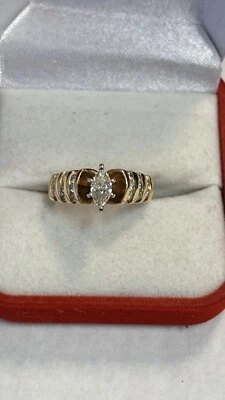 Vintage 14K Yellow Gold Marquise Diamond Engagement Ring  Size 7.75 – 5.4 Grams - Image 1 of 4