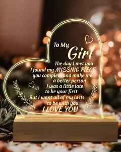 Romantic Gifts for Girlfriend to My Girlfriend Engraved Night Light I Love You - Picture 1 of 8