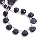 Natural Black Spinel Gemstone Heart Shape Faceted Beads 8X8 9X9mm Strand 4" E865