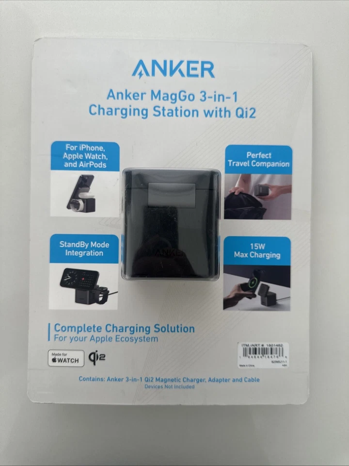 Anker MagGo 3-in-1 Cube Charging Station with Qi2 for iPhone Airpod Apple Watch - Image 1 of 1