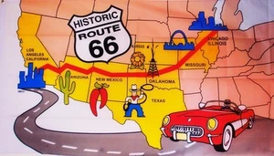 ROUTE 66 USA AMERICA AMERICAN HIGHWAY 5 X 3 FEET FLAG polyester fabric - Picture 1 of 1