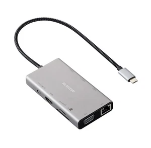 ELECOM USB-C Hub Estación de Acoplamiento 10 en 1 Doble Pantalla Compatible HDMI 4K/30Hz VGA - Imagen 1 de 8