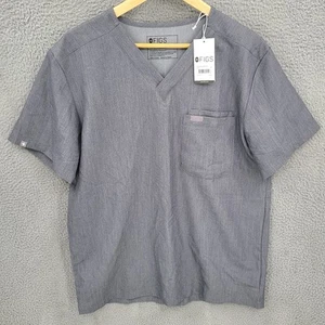 Figs Shirt Mens Large Gray Leon Three Pocket Scrub Top V Neck Stretch NWT - Picture 1 of 9