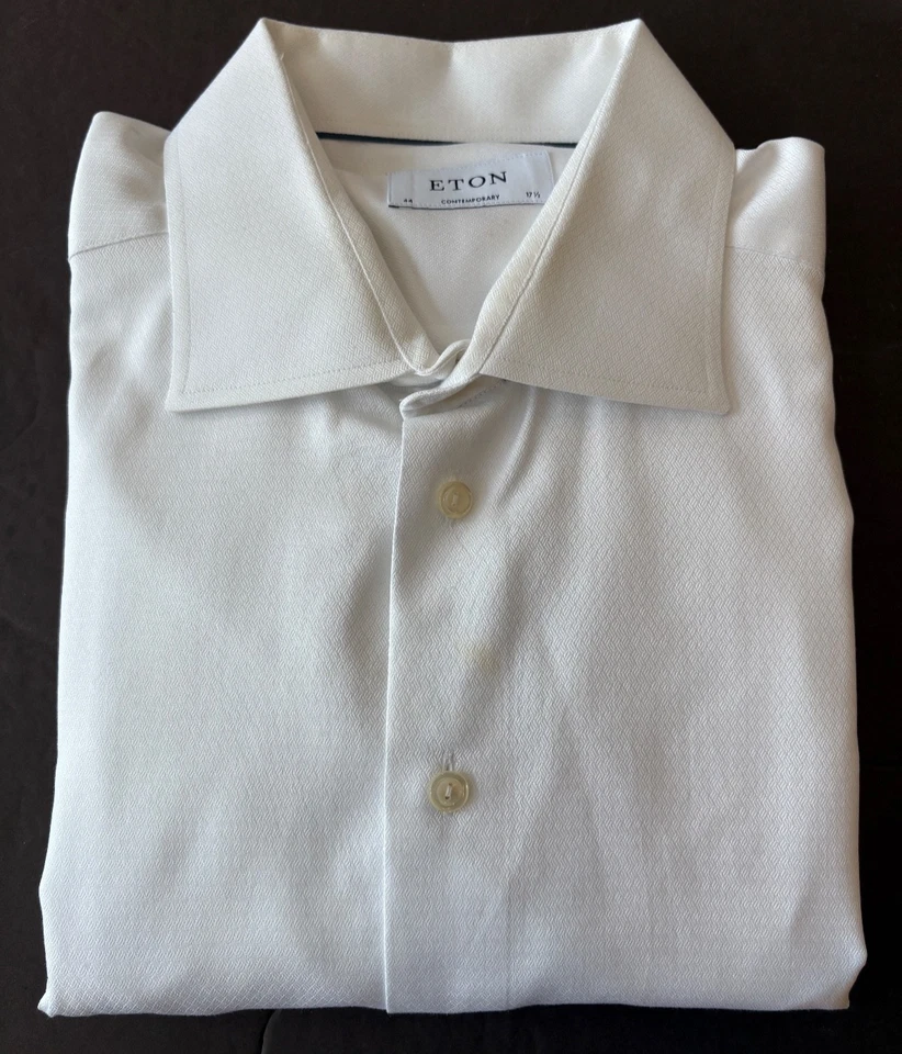 Eton Contemporary Dress Shirt Mens 17.5 - 35/36 White French Cuff Signatur Twill - Image 1 of 4