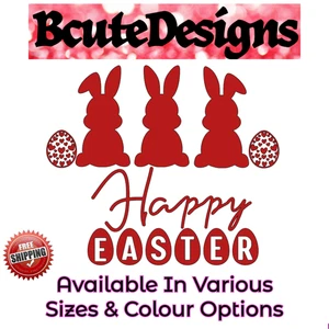 FROHE OSTERN VINYL AUFKLEBER TRANSFER STICKER HASE EI LIEBE HERZEN FORMULIERUNG - Bild 1 von 7