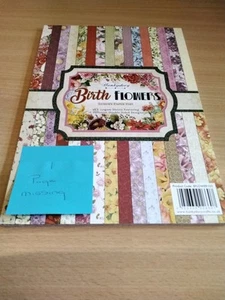 HUNKYDORY A4 X 150gsm BIRTH FLOWERS Luxury Paper Pad 48 Sheets. 1 Page Missing. - Picture 1 of 8
