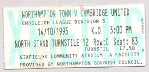 Northampton Town v Cambridge United 1995-1996 Division Three Ticket 14.10.1995 - Bild 1 von 2