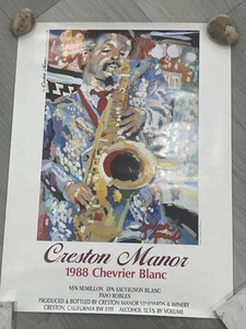Creston Manor 1988 Chevrier Blanc Wein Saxophon Jazz Poster Kunst James Pal Brown - Bild 1 von 6