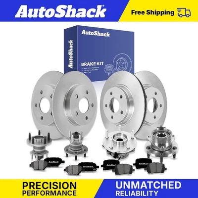 Front Rear Brake Rotors Ceramic Pads Hubs for 2007-2009 Pontiac G5 2.2L Foto 1 de 4