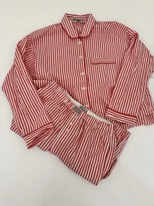 J Crew Pajama Set Women XS Red White Stripe Cotton Poplin Lounge Classic - Picture 1 of 7