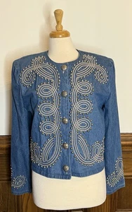 Double D Ranchwear Studded Denim Show Western Jacket M - Picture 1 of 8